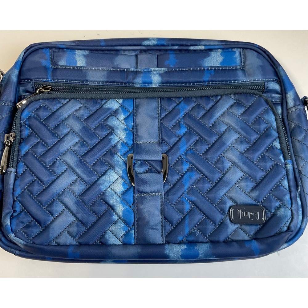 Lug Carousel XL Crossbody Bag Shibori Blue Quilted Basket Weave NWT 10.5x7.5x3